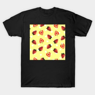 Strawberries yellow hearts T-Shirt